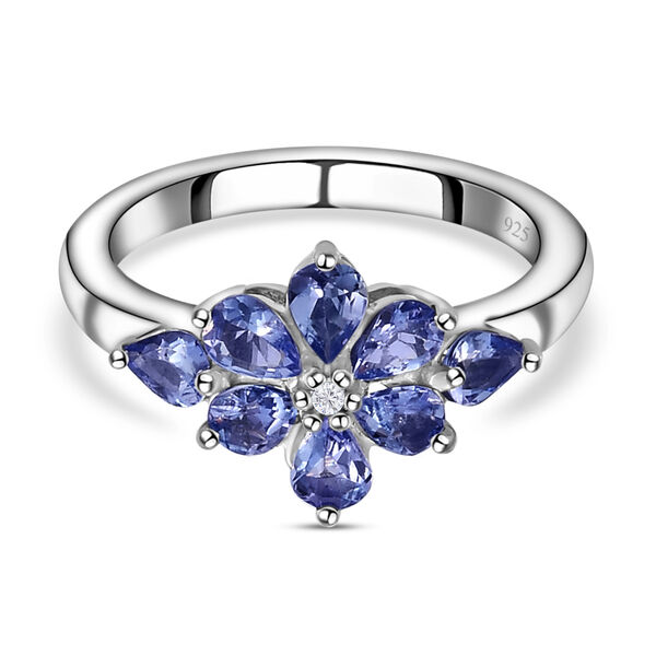 Tansanit und wei&szlig;er Zirkon-Ring - 1,08 ct.