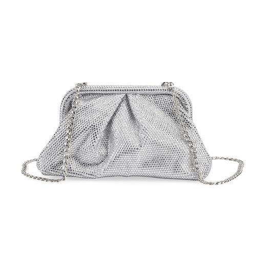 lifestyle- Color:Rose pink ;Size/Profile: Clutch bag ;Wall (exterior): Crystal ,Lining (Interior):polyester;  Pockets (exterior):None; Pockets (interior):None; Measurement (cm): 9.45*4.33*5.12inch, 47inch long chain strap; Closure Type:Toggle Clip;Hardwar