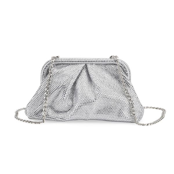 Designer Inspiriert- Schultertasche mit Kristallbesatz, Größe ca. 24x10x13 cm - Golden