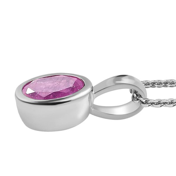 Ilakaka Rosa Saphir (Fissure gef&uuml;llt) Anh&auml;nger mit Kette, 925 Silber platiniert ca. 1,24 ct image number 4