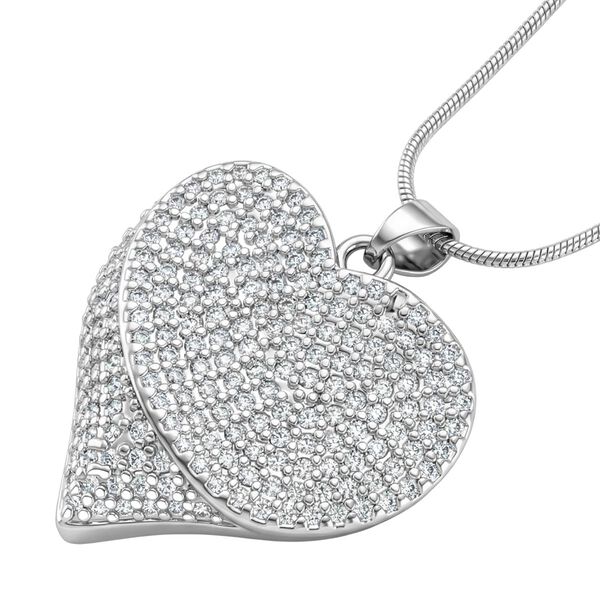 Wei&szlig;er Zirkonia Halskette ca. 52 cm + 5 cm Extender, Nickelfreies Messing image number 3