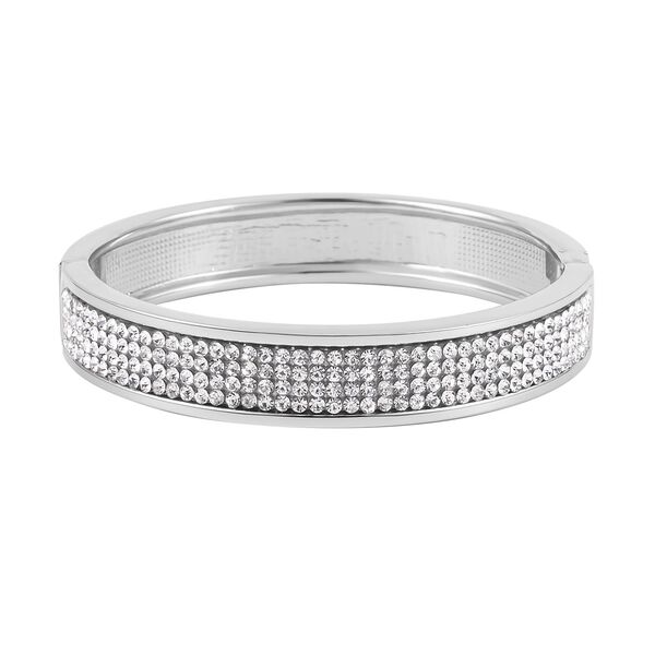 Weißer Kristall Armreif, ca. 19 cm, silberfarben image number 0