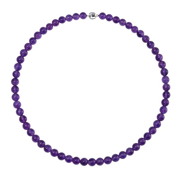 Afrikanische Amethyst Halskette ca. 50 cm 925 Silber rhodiniert ca. 245.00 ct image number 2