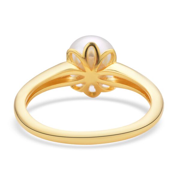 Wei&szlig;er S&uuml;dsee Perlen-Ring, 925 Silber vergoldet image number 5