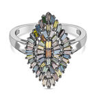 Natürlicher mehrfarbiger Diamant P3, Grüner Diamant Ring, 925 Silber platiniert (Größe 21.00) ca. 1.00 ct