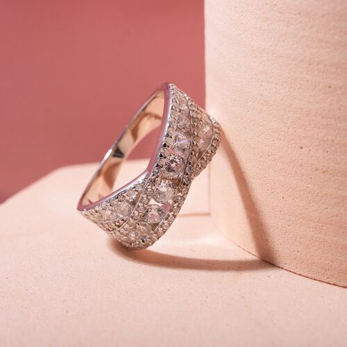 Lustro Stella - Weißer Zirkonia Ring, 925 Silber rhodiniert (Größe 17.00) ca. 1.31 ct image number 1