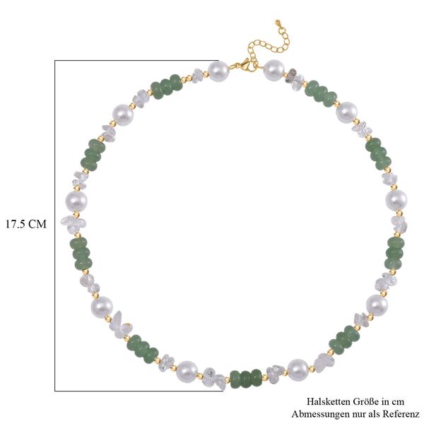 Weiße Muschelkernperle, Grüner Quarz Halskette ca. 45 cm+ 5 cm Extender, Std Gelb image number 5