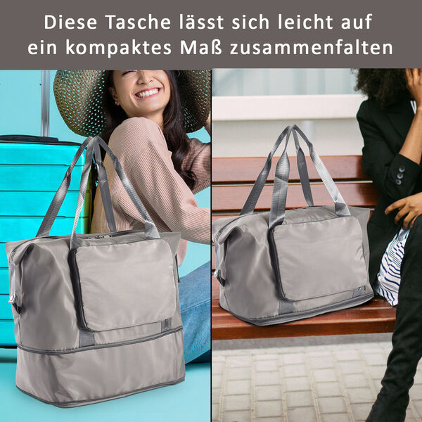 Faltbare Nylon-Reisetasche, Grau image number 2