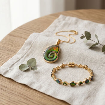 D'Joy Ammolit 19cm Armband und Anh&auml;nger mit 50cm Kette