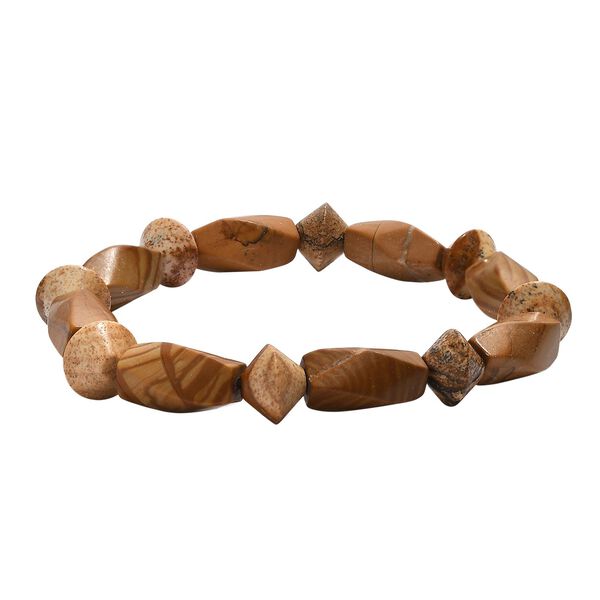 Erdnuss Holz Jaspis Armband Flexibel (18 cm), ca. 104.00 ct