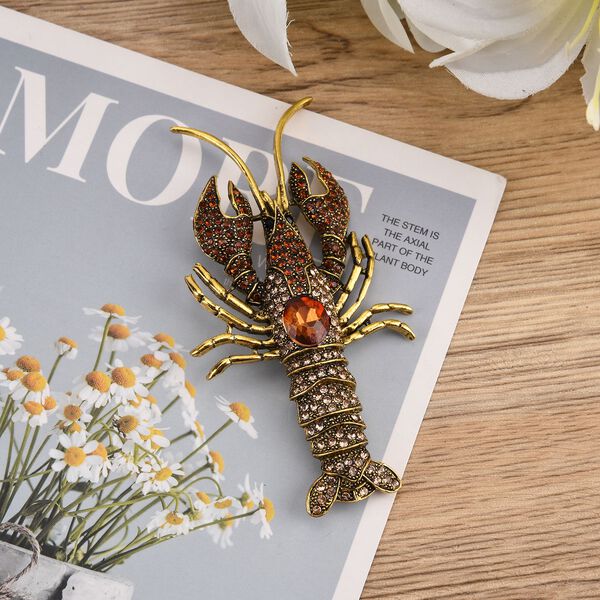 Mehrfarbige Kristall-Hummer-Brosche image number 2