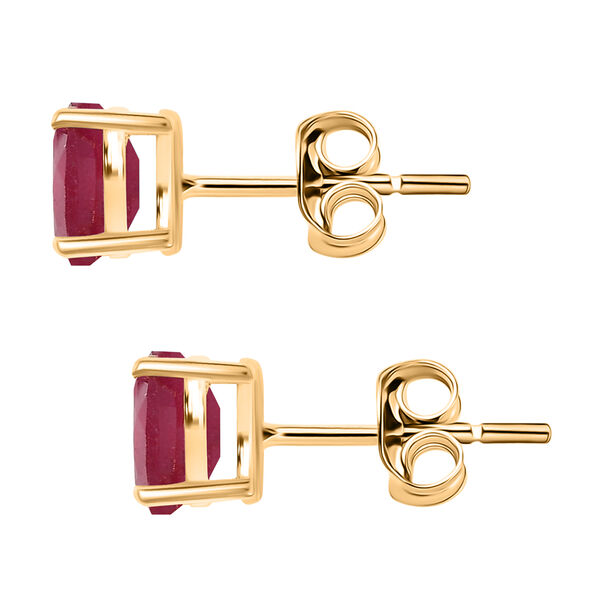 Afrikanischer Rubin (Fissure gef&uuml;llt) Ohrringe 925 Silber vergoldet ca. 1.36 ct image number 4