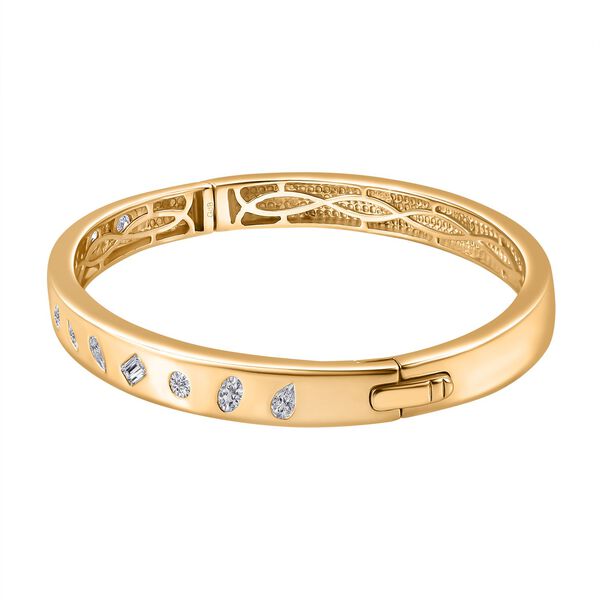 Weißer Zirkonia Armreif ca. 19 cm Messing image number 4