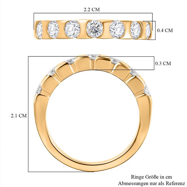 Moissanit Ring, 925 Silber Gelbgold Vermeil, (Größe 16.00) ca. 0.74 ct image number 8