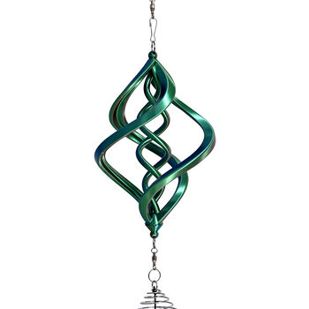 3D Windspiel, Aluminium und Kristall, 10,3x10,3x61cm, Rot-Blau-Gr&uuml;n
