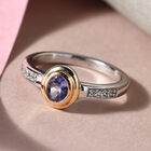 Tansanit und Zirkon Ring, 925 Silber Bicolor  ca. 0,40 ct image number 1