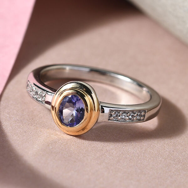 Tansanit und Zirkon Ring, 925 Silber Bicolor  ca. 0,40 ct image number 4