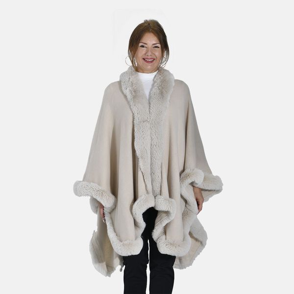 Kunstpelz-Ruana, Einheitsgr&ouml;&szlig;e - Creme image number 3