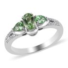 Tsavorit Granat und Zirkon Ring 925 Silber Platin-Überzug image number 0