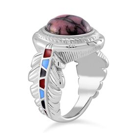 Rhodonit Ring 316L Edelstahl emailliert (Größe 16.00) ca. 10.50 ct