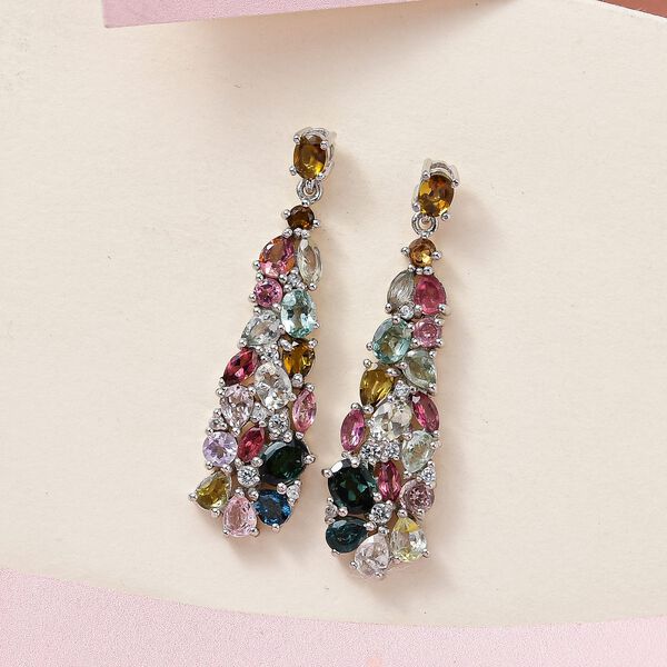 Nat&uuml;rliche Mehrfach-Turmalin und Zirkon-Ohrringe - 5,36 ct. image number 2