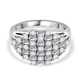 Moissanit Ring 925 Silber rhodiniert (Größe 19.00) ca. 1,33 ct