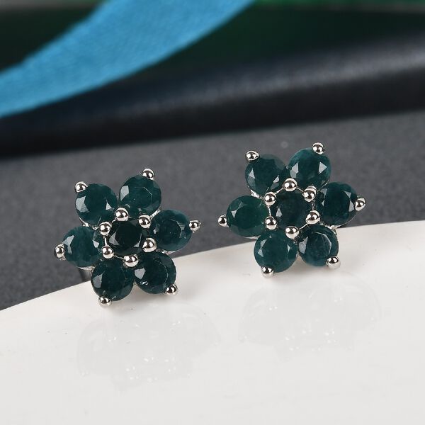 Blaugrüner Grandidierit Ohrstecker 925 Silber platiniert  ca. 0,91 ct image number 2