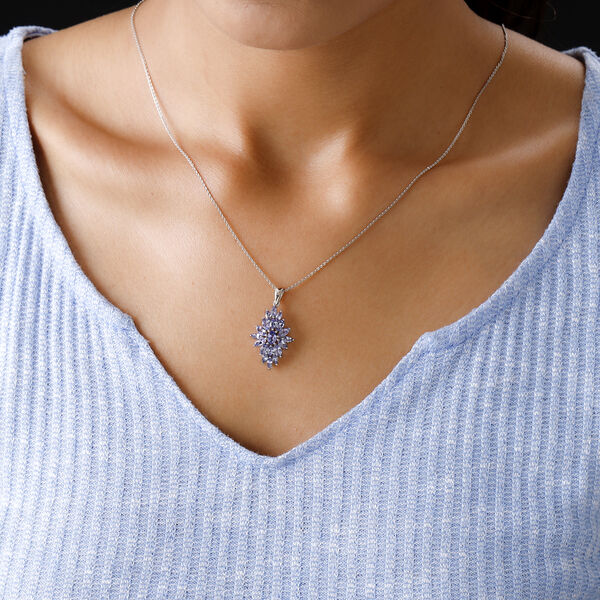 Tansanit Anh&auml;nger mit Silberkette 50 cm 925 Silber platiniert ca. 2,27 ct image number 3