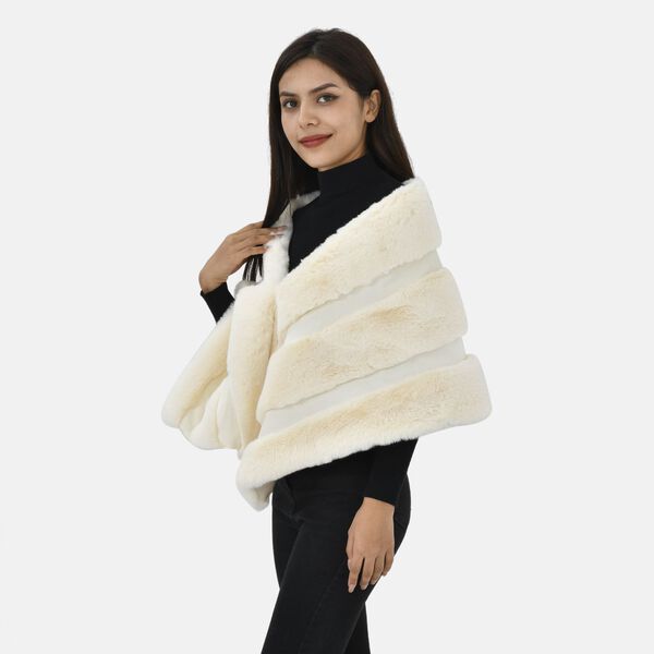 LA MAREY Kunstfell Stola, cr&egrave;me image number 3