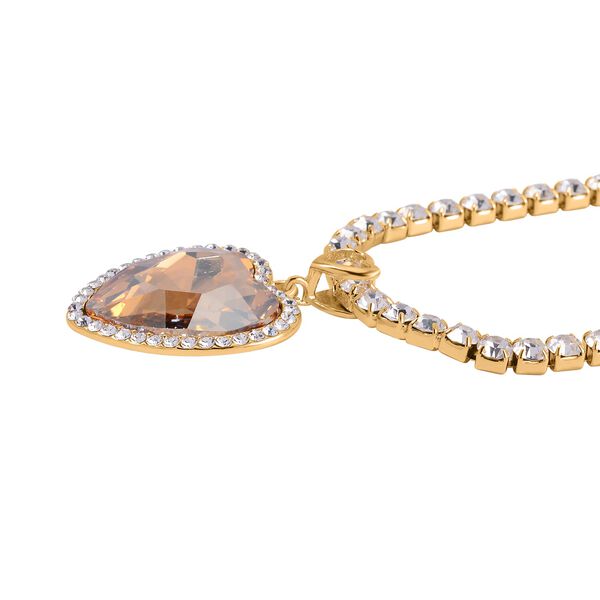 J Francis gefertigt mit SWAROVSKI- Champagner und weiße Swarovski Kristall Halskette, 50cm image number 3