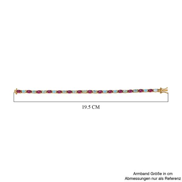 AA Afrikanischer Rubin (Fissure gefüllt), Natürlicher, äthiopischer Welo Opal Armband ca. 19 cm 925 Silber 750 Gelbgold Vermeil ca. 15.61 ct image number 6