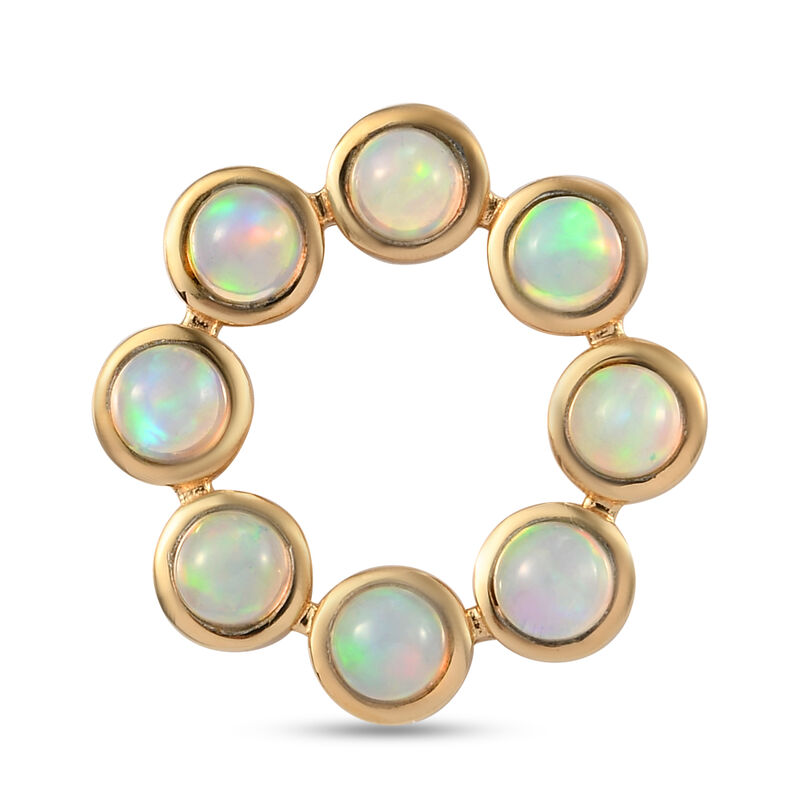 Natürlicher, äthiopischer Opal Kreis-Anhänger in Silber image number 0
