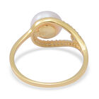 Süßwasser Perle und Weißer kubisch Zirkonia Ring 925 Silber Vergoldet ca. 5,89 ct image number 3
