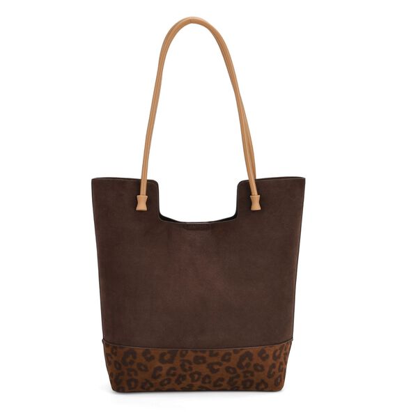 2er-Set Echtleder-Taschen, Shopper und Umh&auml;ngetasche mit trendigem Leopardenmuster, Dunkelkaffee image number 8