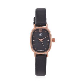 STRADA PC21S Uhr mit Japanischem Uhrwerk, Roségoldfarbenem Gehäuse und Schwarzem PU-Armband