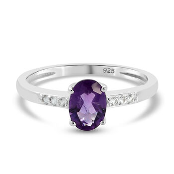 Afrikanischer Amethyst und Zirkon-Ring, 925 Silber (Gr&ouml;&szlig;e 20.00) ca. 0,77 ct