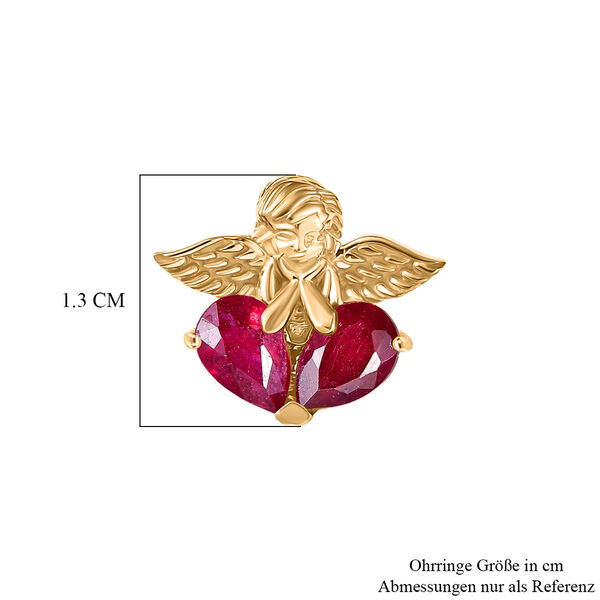 D'Joy Afrikanischer Rubin (Fissure gef&uuml;llt) Ohrringe 925 Silber Gelbes Gold ca. 2,40 ct. image number 5