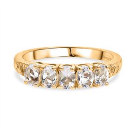 D joy AAA Premium Malagasy Mondstein Twilight Star and Moon Ring, 925 Silber 750 Gelb Vergoldet (Größe 16.00) ca. 0.85 ct