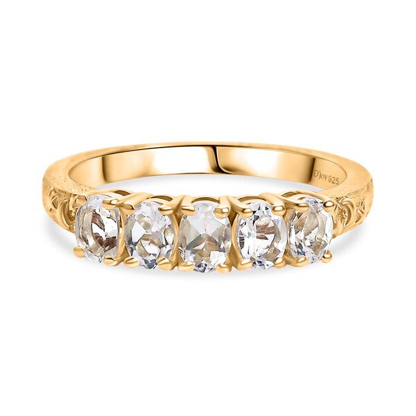 D joy AAA Premium Malagasy Regenbogen Mondstein Ring, 925 Silber 750 Gelb Vergoldet (Gr&ouml;&szlig;e 19.00) ca. 0.85 ct