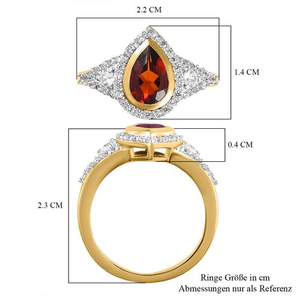 Kirschcitrin und weißer Zirkon Ring, 925 Silber vergoldet, ca. 1.85 ct image number 7