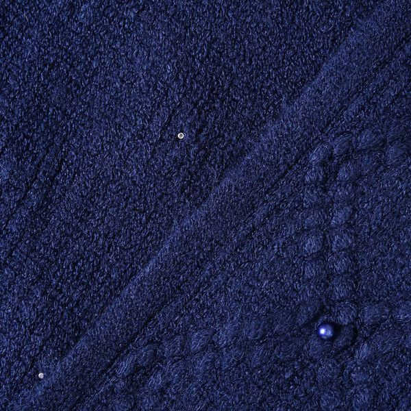 Strickschal mit Quasten und Perlen, Dunkelblau image number 1