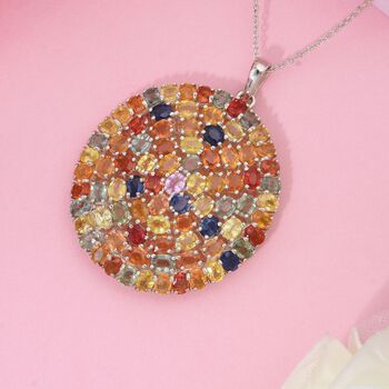 Blauer Saphir, Rosa Saphir Schmuckset 925 Silber rhodiniert ca. 18,15 ct.