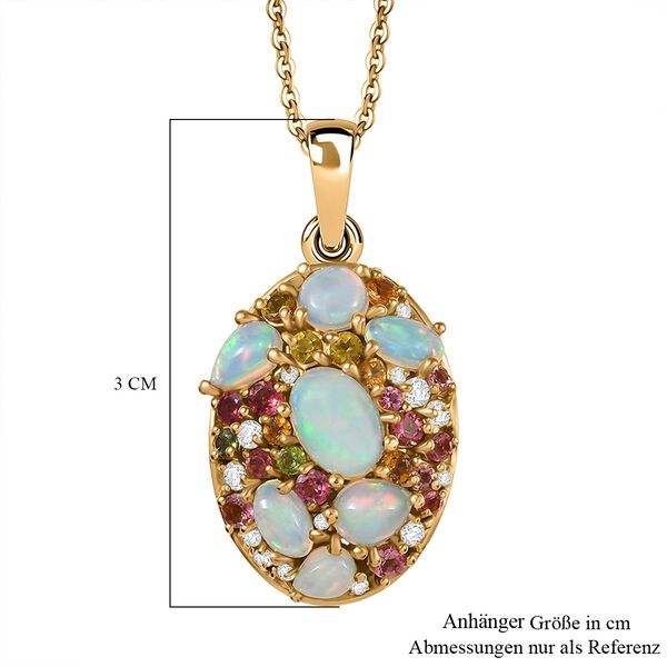 D'Joy äthiopischer Welo Opal und Multi-Edelstein Ring und Anhänger mit 50cm Kette image number 6