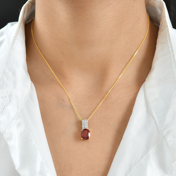 D'Joy AAA Hessonit Granat und Zirkon Anh&auml;nger mit 50cm Kette - 4,13 ct. image number 3