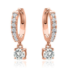 AAA Zirkonia Ohrringe, Messing rosévergoldet