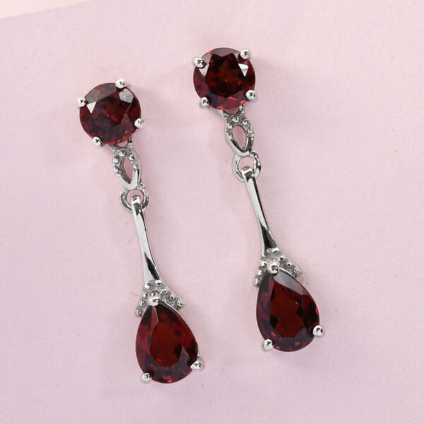 Roter Granat Tropfen Ohrh&auml;nger 925 Silber platiniert ca. 2,99 ct&nbsp; image number 2