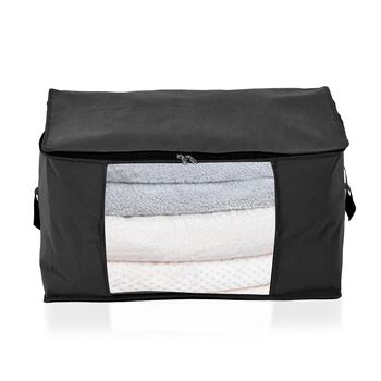 3er-Set Aufbewahrungsboxen mit Sichtfenster, 60x30x45cm, Schwarz