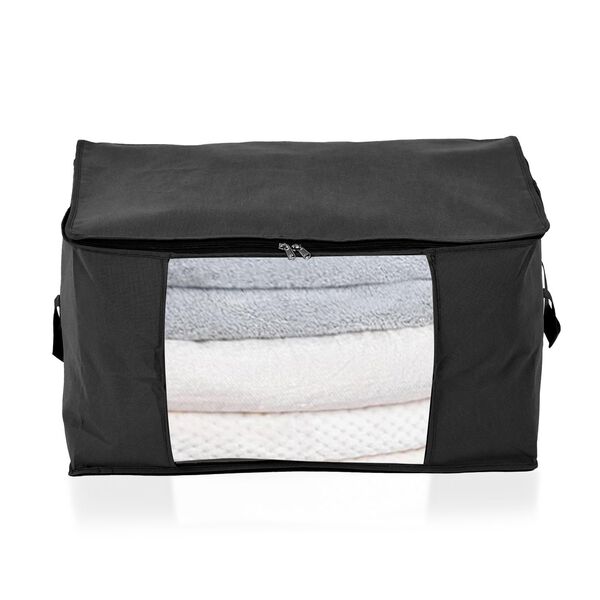 Aufbewahrungsboxen Set aus 3, Sichtfenster, 60 x 30 x 45 cm, Schwarz image number 4