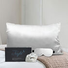 Serenity Night: Kissenbezug, Haargummi und Augenmaske aus 100% Maulbeerseiden, 40x80 cm und 23,5x10,5 cm, Elfenbein, 3-teilig