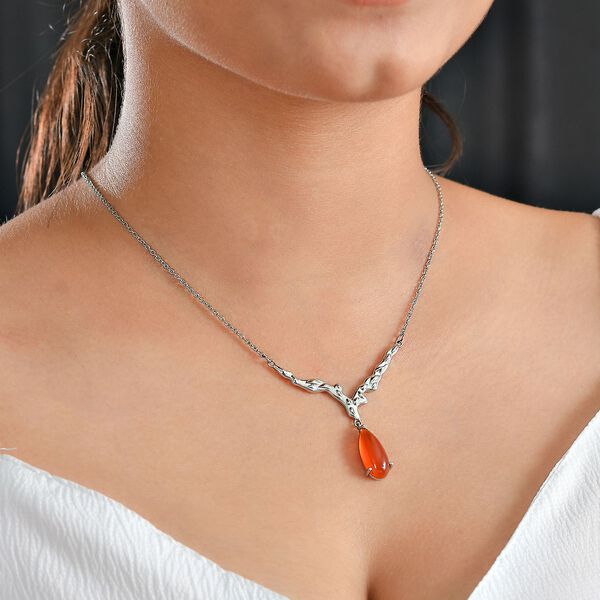 Orange Onyx Halskette, 45 cm - 5,45 ct. image number 3